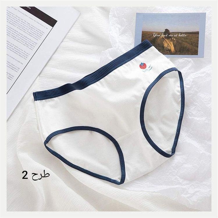 شورت نخی زنانه سفید طرح توت فرنگی