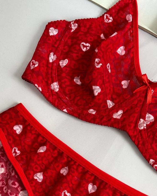 ست شورت و سوتین زنانه قرمز رنگ