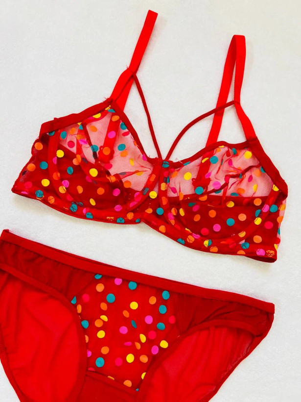 ست شورت و سوتین زنانه شیشه ای گلدار