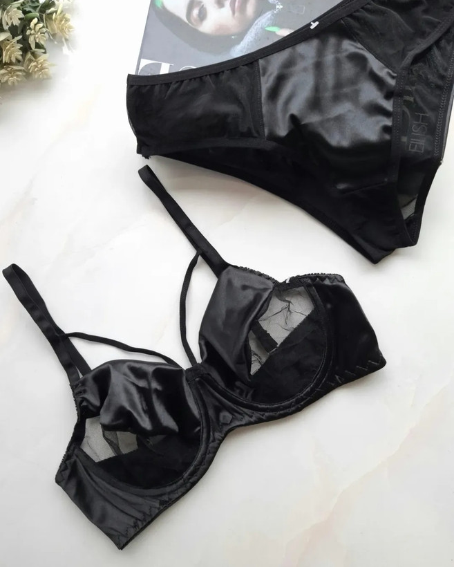 ست شورت و سوتین زنانه ساتنی