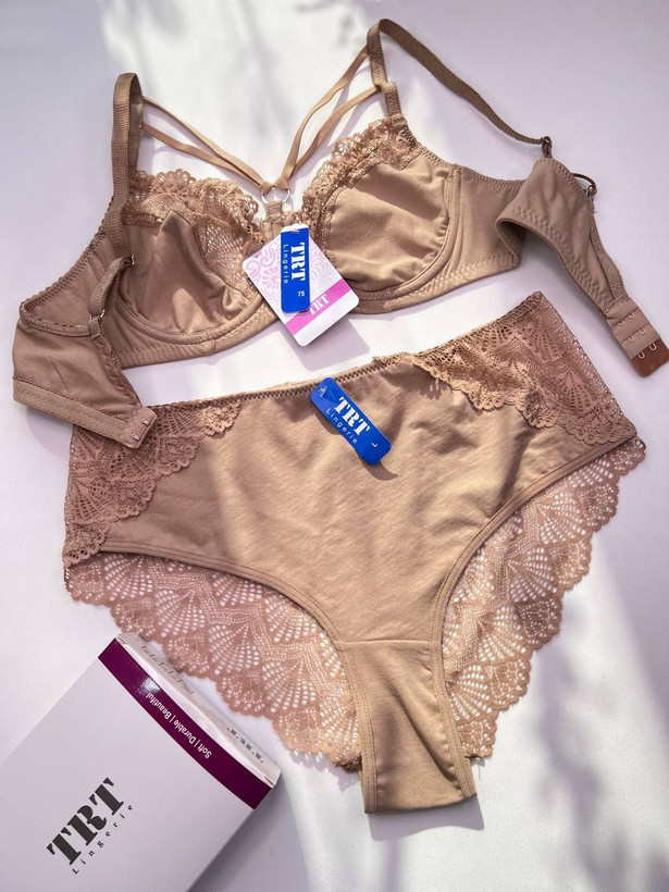 ست شورت و سوتین زنانه نخ پنبه گیپوری