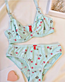 ست شورت و سوتین زنانه طرح گلدار آبرنگی