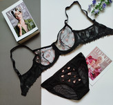 ست شورت و سوتین زنانه تور شیشه ای