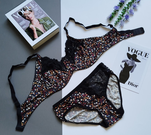 ست شورت و سوتین زنانه طرح گلدار کوزا