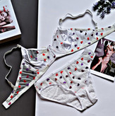 ست شورت و سوتین زنانه طرح گلدار آبرنگی