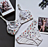 ست شورت و سوتین زنانه فانتزی طرح قلبی برجسته