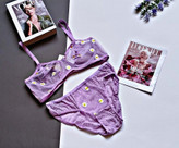 ست شورت و سوتین زنانه رنگ یاسی گیپور