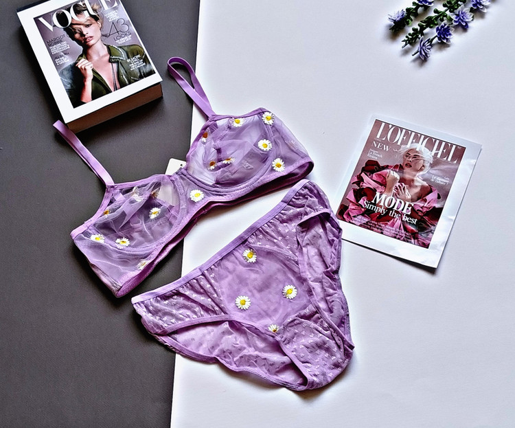 ست شورت و سوتین زنانه رنگ یاسی گیپور