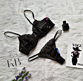 ست شورت و سوتین زنانه دانتل مشکی رنگ ژینا