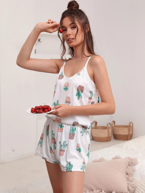 ست تاپ و شلوارک ساتنی فانتزی فری سایز