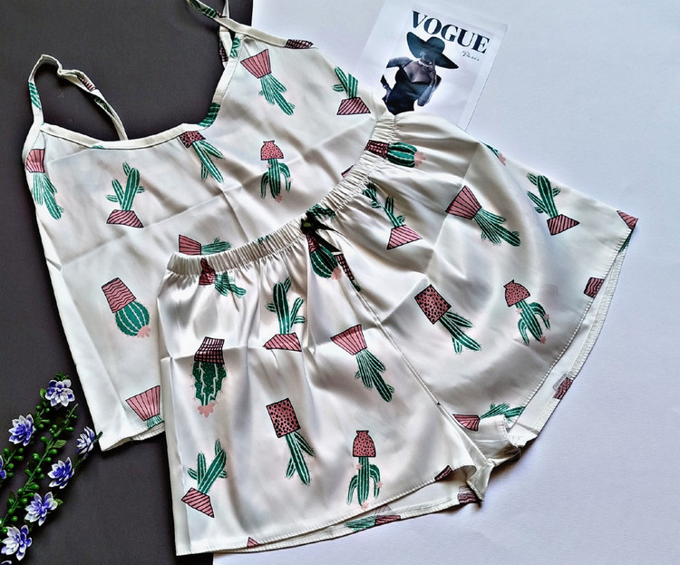 ست شورت و سوتین زنانه فانتزی طرح کاکتوس