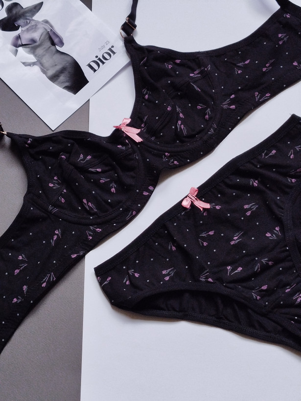 ست شورت و سوتین زنانه نخ پنبه وارداتی طرح فانتزی