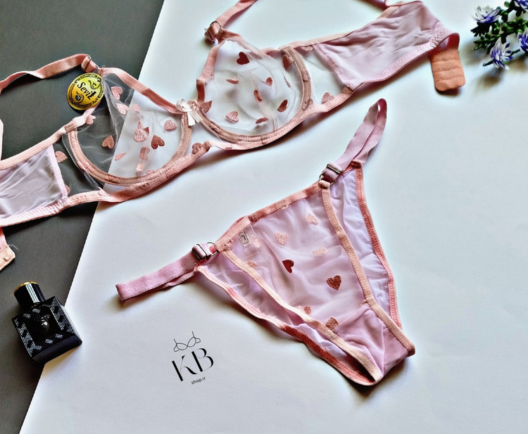 ست لباس زیر زنانه برند ژوبین طرح قلبی