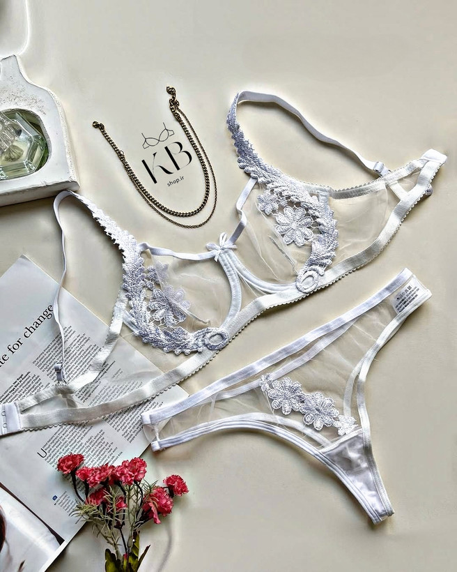 ست شورت و سوتین زنانه طرح یونانی برند مکسوریا سفید