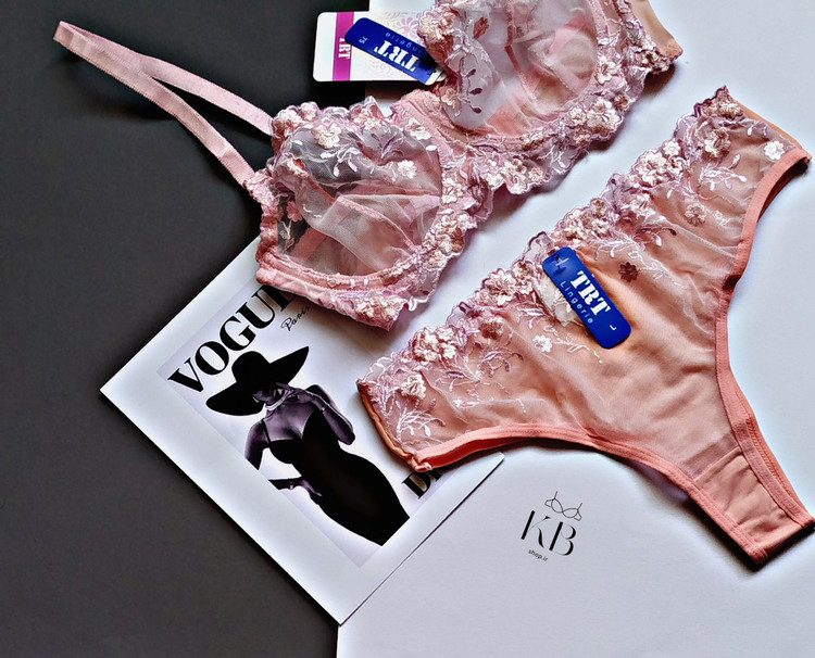 ست دانتل گلدوزی شده برجسته داخل کار لمه برند ژوبین