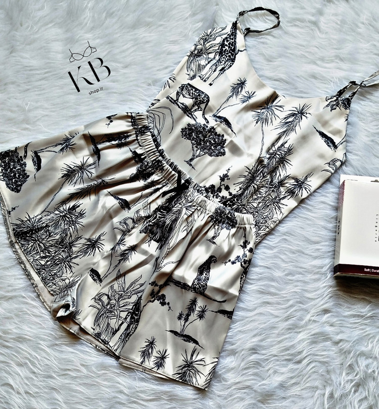 ست شورت و سوتین زنانه طرح گلدار آبرنگی 75تا90