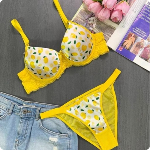 ست شورت و سوتین زنانه طرح فانتزی لیمو 🍋 اسفنجی