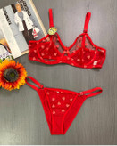 ست شورت و سوتین زنانه طرح قلبی قرمز ماتیکی