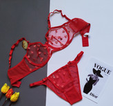 ست شورت و سوتین زنانه فانتزی گیپوری گلدار آبرنگی