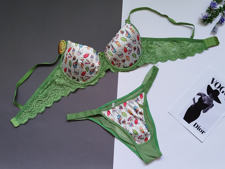 ست شورت و سوتین زنانه اسفنجی طرح فانتزی بستنی