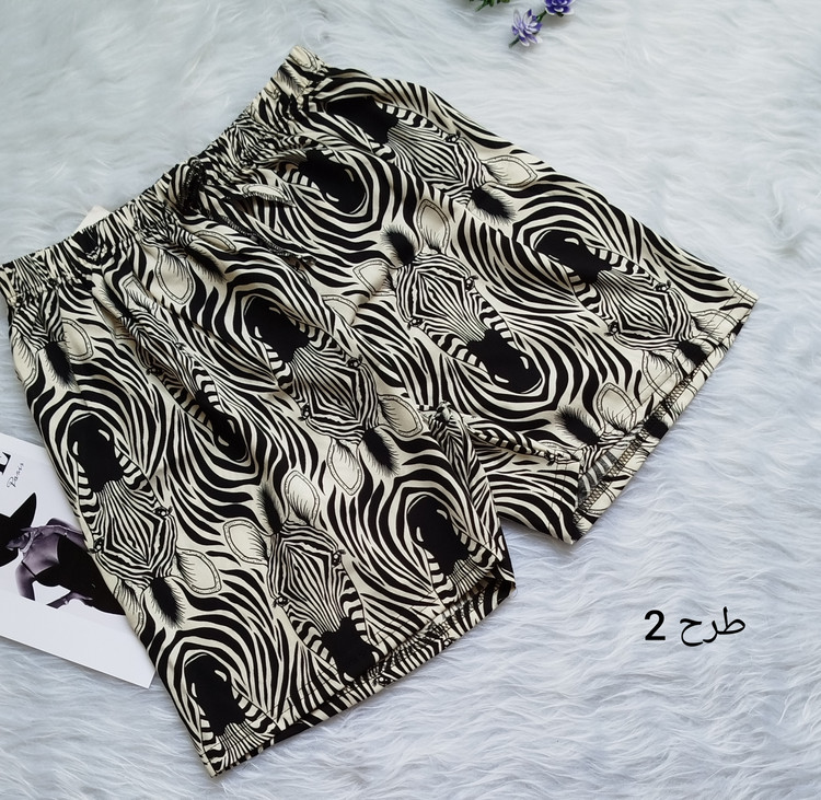 شورتک زنانه نخ پنبه وارداتی طرح زبرا