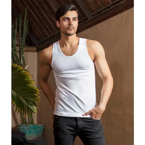 رکابی حلقه ای سفید رنگ مردانه نخ پنبه ترک