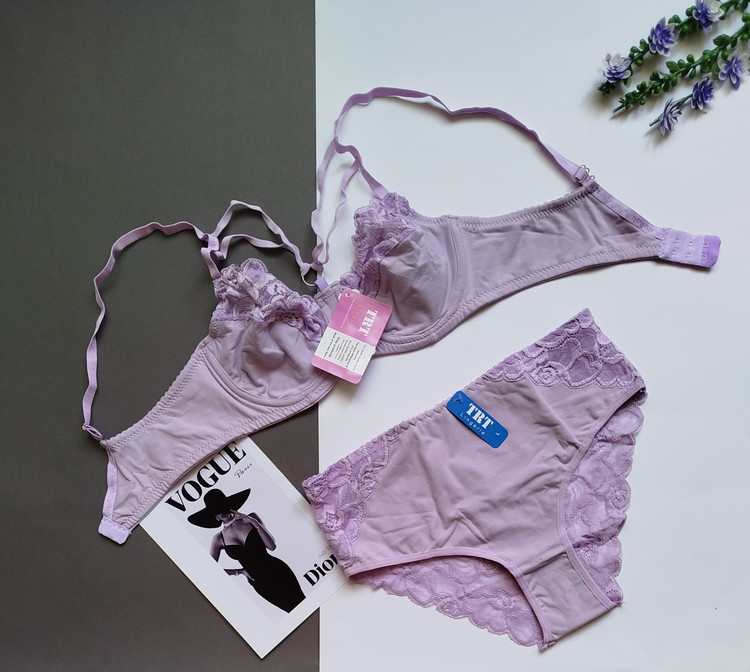 ست شورت و سوتین زنانه لاکرا پنبه ترک یاسی