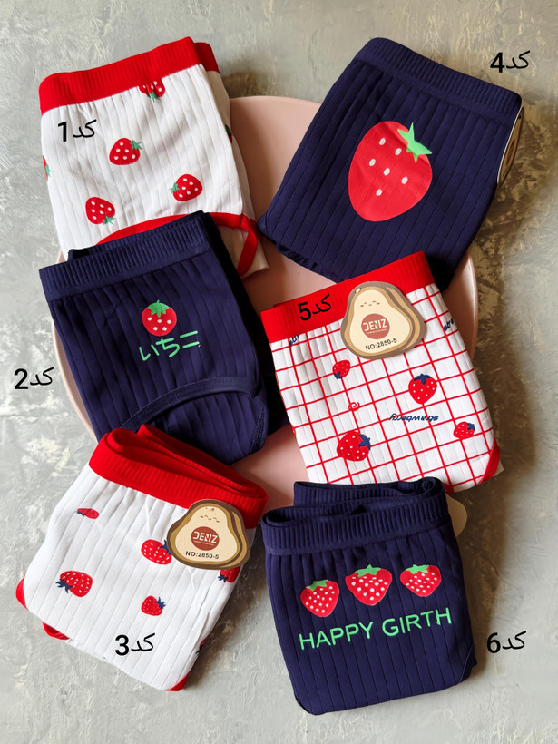 شورت زنانه نخ پنبه وارداتی طرح توت فرنگی