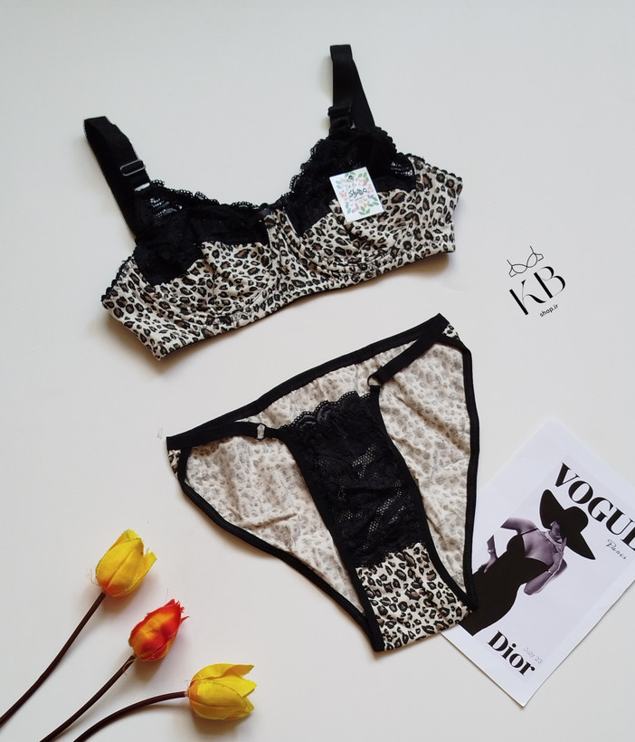 شورت و سوتین زنانه طرح فانتزی پلنگی برند Ella