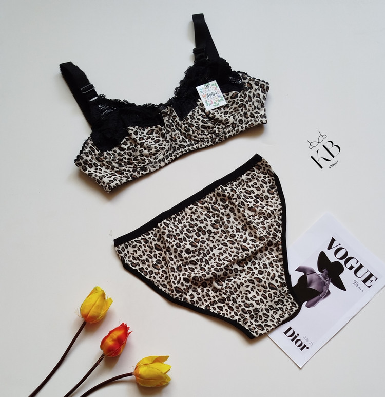 ست شورت و سوتین زنانه طرح پلنگی برند ژینا