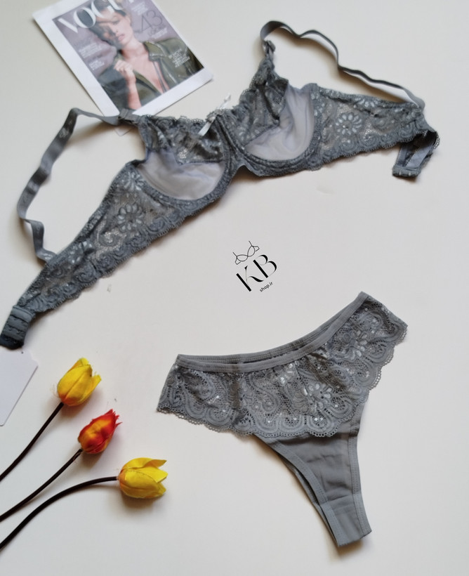 ست شورت و سوتین زنانه گیپوری گلدار فرانسوی