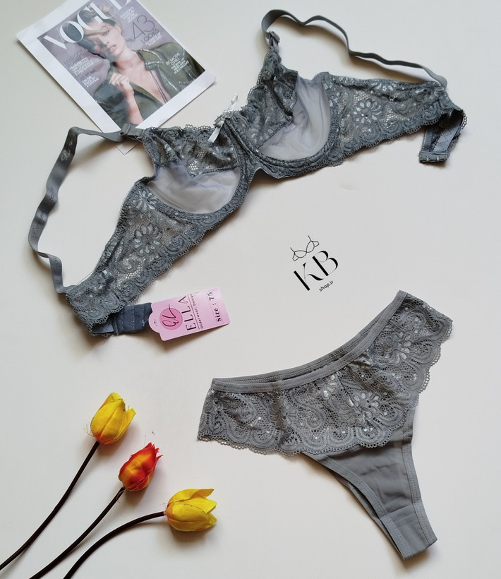 ست شورت و سوتین زنانه طرح گلدار گیپوری ترک