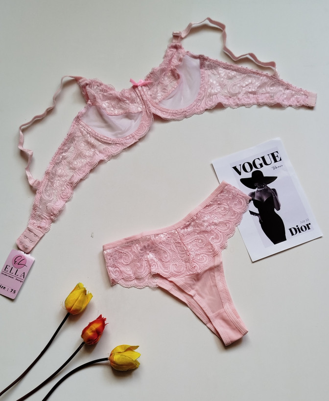 ست گیپوری دانتل شیشه ای برند Ella