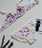 ست شورت و سوتین زنانه طرح گلدار آبرنگی