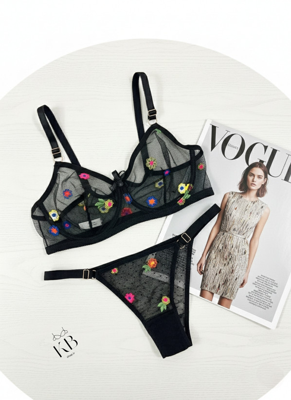 ست شورت و سوتین زنانه طرح گلدار آبرنگی