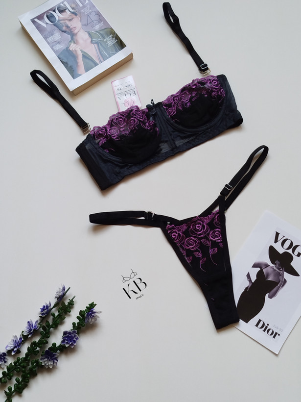 ست شورت و سوتین زنانه فانتزی مشکی رنگ