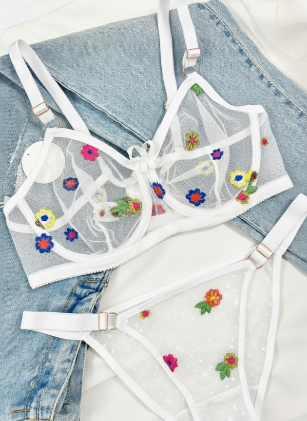 ست شورت و سوتین زنانه طرح گلدار آناناسی