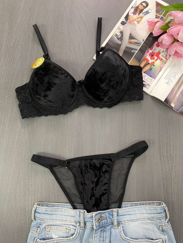 ست شورت و سوتین زنانه مشکی