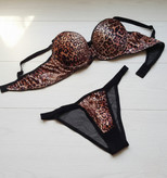 ست شورت و سوتین زنانه اسفنجی مخملی پلنگی