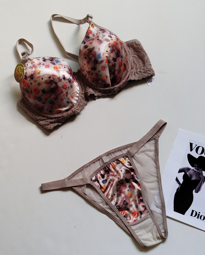 ست شورت و سوتین زنانه تور گاز گیپوری گلدار Ella