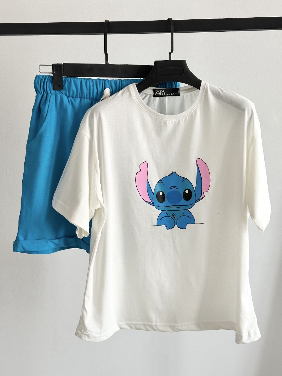 ست تیشرت و شورتک  زنانه طرح فانتزی  استیچ  پارچه نخ پنبه با کیفیت برند NEW LOOK