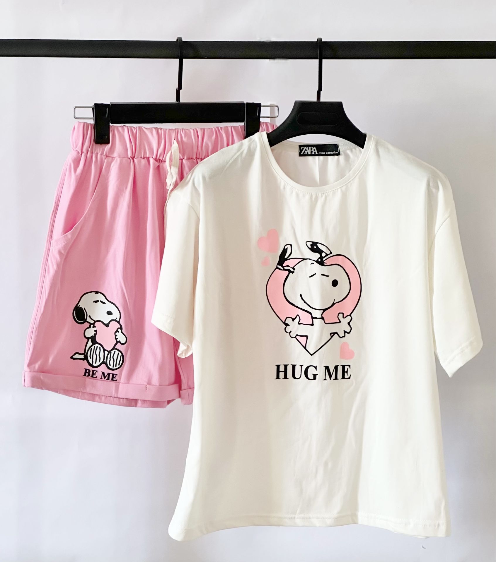 ست تیشرت و شورتک  زنانه طرح فانتزی  طرح SNOPY پارچه نخ پنبه با کیفیت برند NEW LOOK