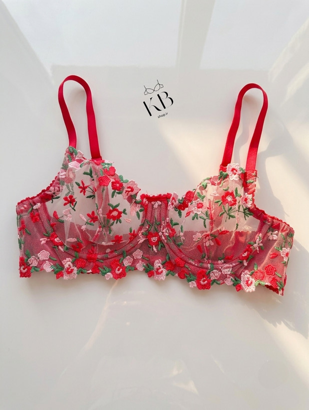 ست شورت و سوتین زنانه تور گاز گیپوری ترک (مدل RED ROSE 🌹) رنگ قرمز ماتیکی برند معتبر HANIS 🇹🇷