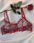 ست شورت و سوتین زنانه تور گاز گیپوری ترک (مدل RED ROSE 🌹) رنگ قرمز ماتیکی برند معتبر HANIS 🇹🇷